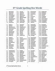 Image result for Printable 8th Grade Spelling List