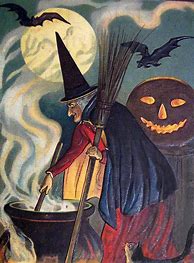 Image result for vintage halloween witch paintings