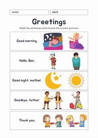 Image result for Greetings ESL Practice Worksheet