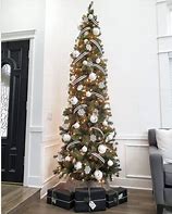 Image result for White Christmas Tree with Ribbon