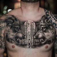 Image result for Wolf Chest Tattoo