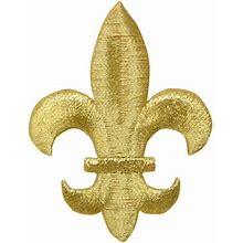 (2-5/8" Tall) Gold - Fleur De Lis - Iron On Embroidered Patch Applique