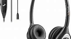 Cell Phone Headset with Microphone Noise Cancelling & Call Controls, 3.5mm Computer Headphones for iPhone Samsung PC Business Skype Softphone Call Center Office, Clear Chat, Ultra Comfort