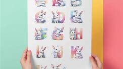 Cute Printable Alphabet Clip Art with Bunnies / Kindergarten ABC/ Preschool decoration/ Digital Clip Art ABC / Bunny Alphabet