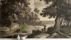 Antique Landscape Wallpaper, Peasants in the Forest, Vintage 18th Century Engraving, Traditional and Peel and Stick Wallpaper L188 - Etsy