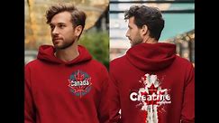 Hoodie with Canadian Flag Maple Leaf Design, Creatine Addicted Print Hoodie, Athletic Wear Hoodie, Fitness Enthusiastic Hoodie