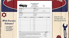 Auto Repair Estimate Template With Insurance Info, Also Used as an Auto Repair Invoice or Supplement Request, Printable, Fillable, Editable - Etsy