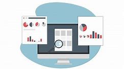 Online Data Analytics and statistics concept animation with Graph report and statistical infographics in computer screen . Search Engine Optimization Based on data analysis