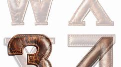 Leather Alphabet Clip Art A-Z, Numbers 0-9 | Realistic Leather Letters PNG | Vintage Leather Font | 300 dpi Digital Download | Western Style