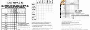 3rd Grade Logic Grid Puzzles