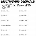 Multiplying and Dividing by Decimals Worksheet