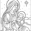 Mary and Baby Jesus Coloring Page