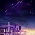 Night Sky City Background Poster