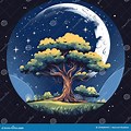 Night Sky Tree and Moon Art No Copy Right