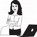 Office Lady Clip Art Black and White