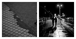 A Person Walking in a City Wallpaper Black and White