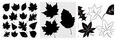 Autumn Leaves Silhouette Clip Art Black and White