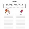 AU and AW Worksheets for Kids