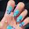 Acrylic Nails Blue Butterfly Short