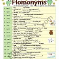 Adult ESL Homonyms Worksheets