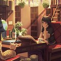 Aesthetic Wallpaper Anime Girl with Book