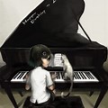 Anime Cat Playing Piano