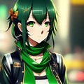 Anime Girl Dark Hair Green Eyes