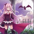 Anime Vampire Girl with Purple Hair