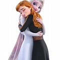 Anna and Elsa Hugging Black and White