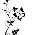 Butterfly Clip Art Black White Flowers and Vines