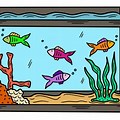 Bed Room with Fish Tank Clip Art