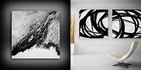 Big Canvas Abstract Art Black and White