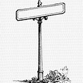 Blank Black and White Sign Post