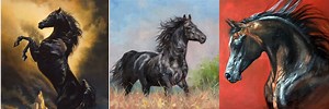 Black Stallion Horse Painting