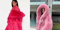 Black Vinyl Hot Pink Fur Coat