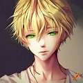 Blonde Hair and Green Eyes Anime Boy