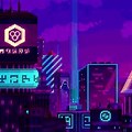 Blue and Red Wallpaper 8-Bit City