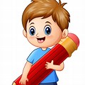 Boy Holding Pencil Cartoon