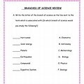 Branches of Science Worksheet for Preschool