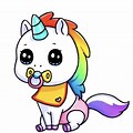 Cute Anime Baby Drawing with Unicorn