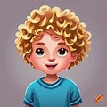 Cartoon Boy with Curly Hair