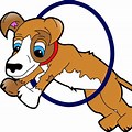 Cartoon Image of Dog Jumping through Hoop