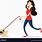 Cartoon Lady Walking Dog