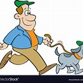 Cartoon Man Walking Dog