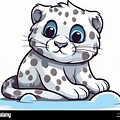 Cartoon Snow Leopard Baby Sitting Girl