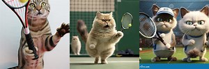 Cat Playing Tennis with Obama Image Ai Generated