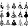 Christmas Tree Vector Free Black and White