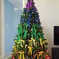 Christmas Tree with Rainbow Ribbon Decorations