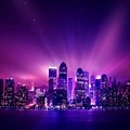 City Purple Sky Background