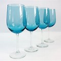 Clear Wine Glasses with Blue Stems